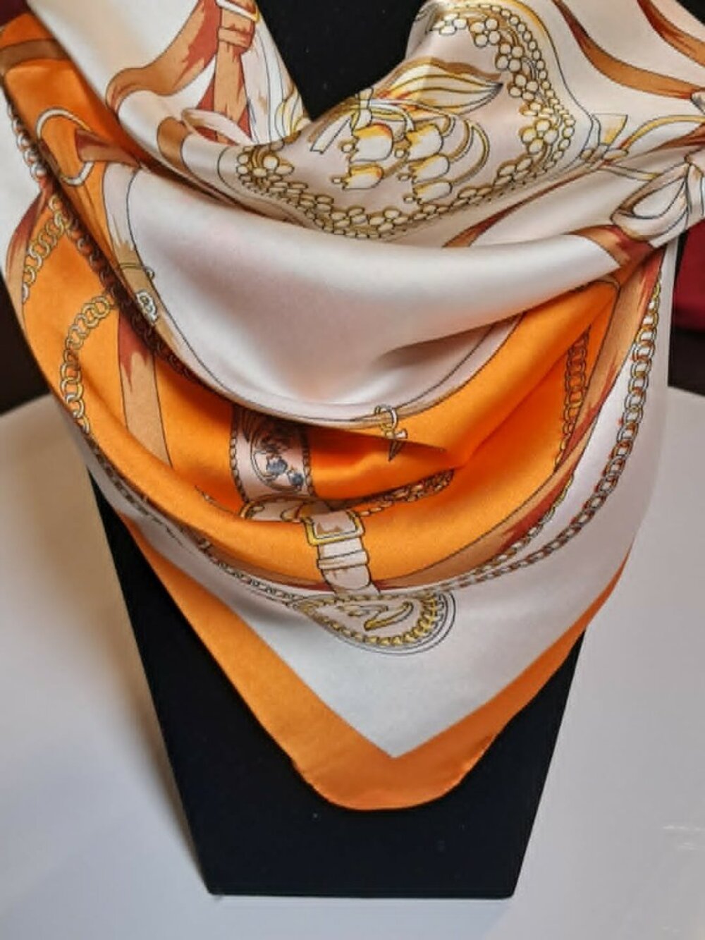 Orange Equestrian Chain Belt Print Scarf - Picture 2 of 6